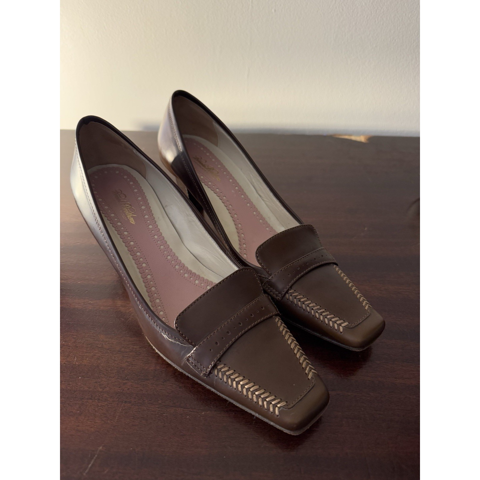 Brooks Brothers Brown Leather Loafer Heels Size 8